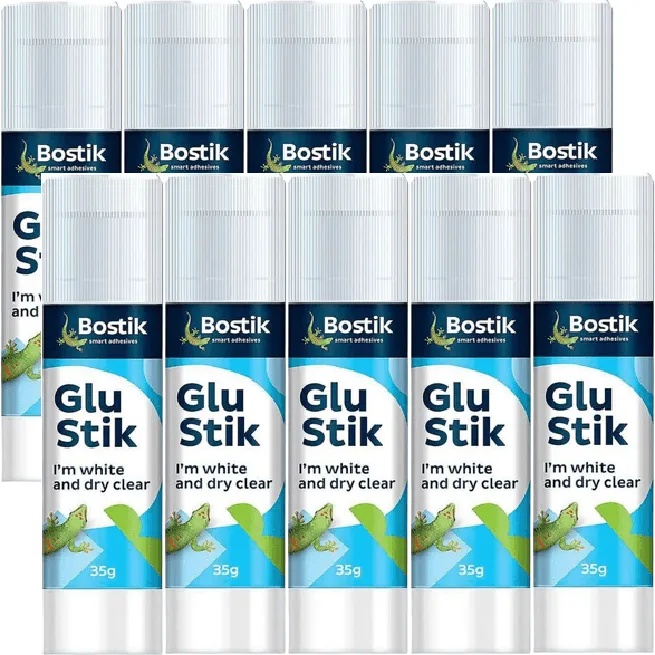 10 Pack Bostik Glue Sticks Clear 35g Glue White Dries Clear