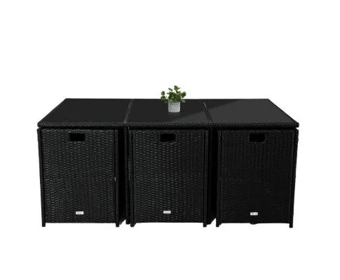 Bali 11 Piece Outdoor Dining Set-Black