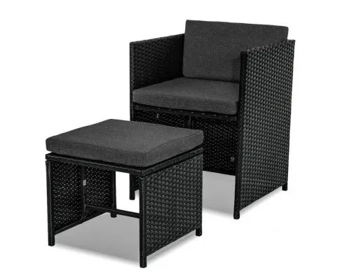 Bali 11 Piece Outdoor Dining Set-Black