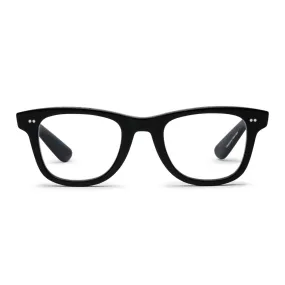 Caddis Porgy Backstage Reading Glasses Glossy Black Thin Frame