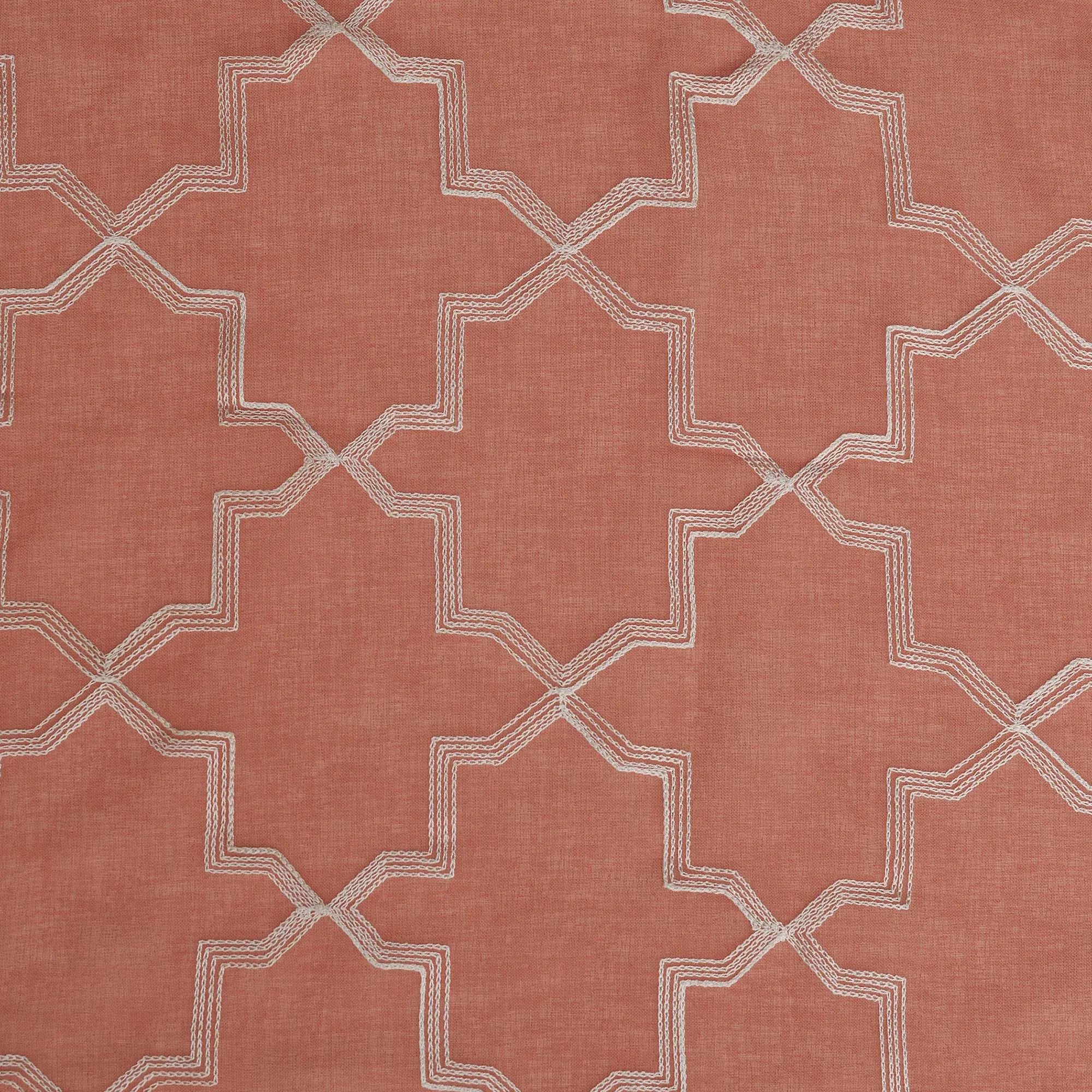 Embroidered Quatrefoil Sheer Grommet Curtain Set