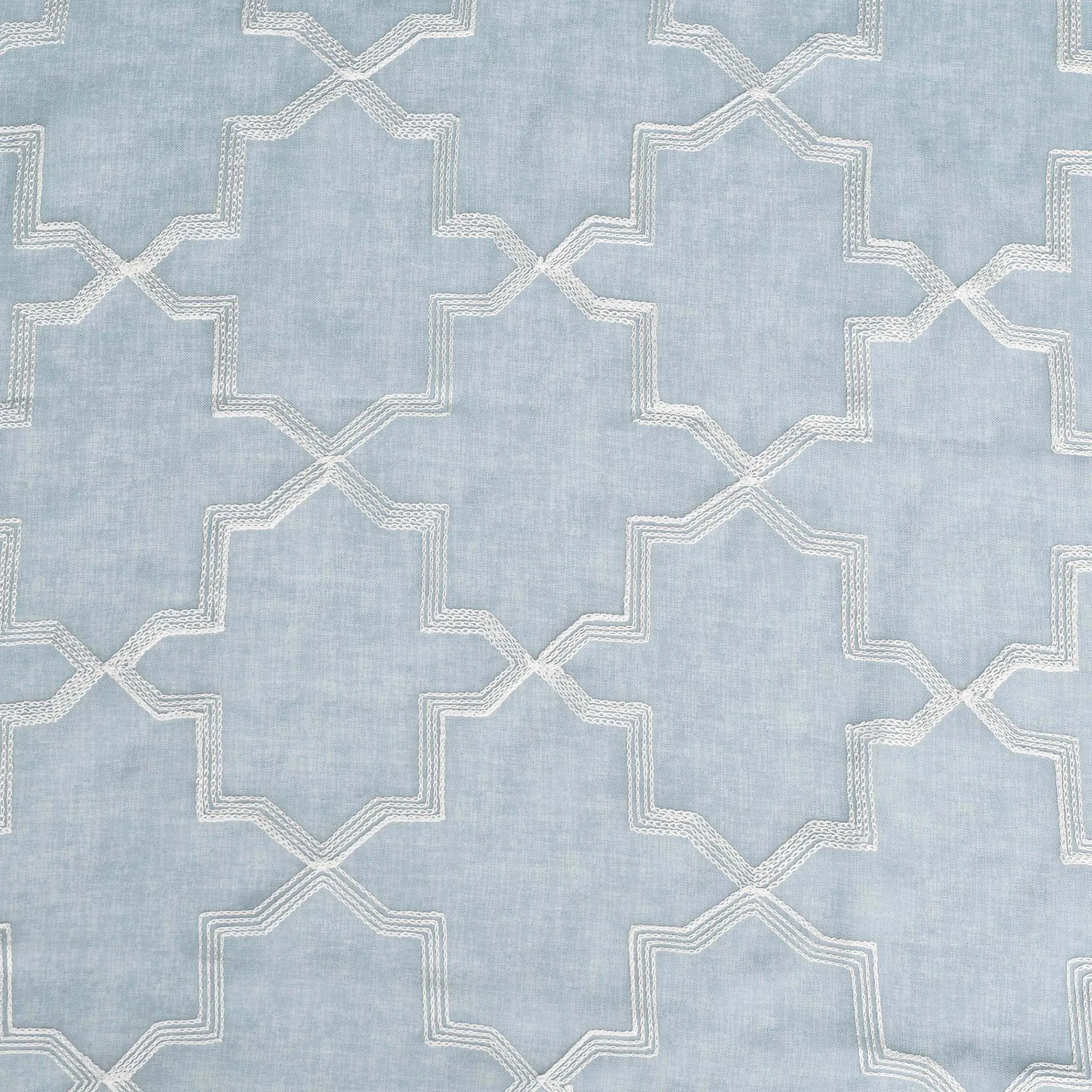 Embroidered Quatrefoil Sheer Grommet Curtain Set