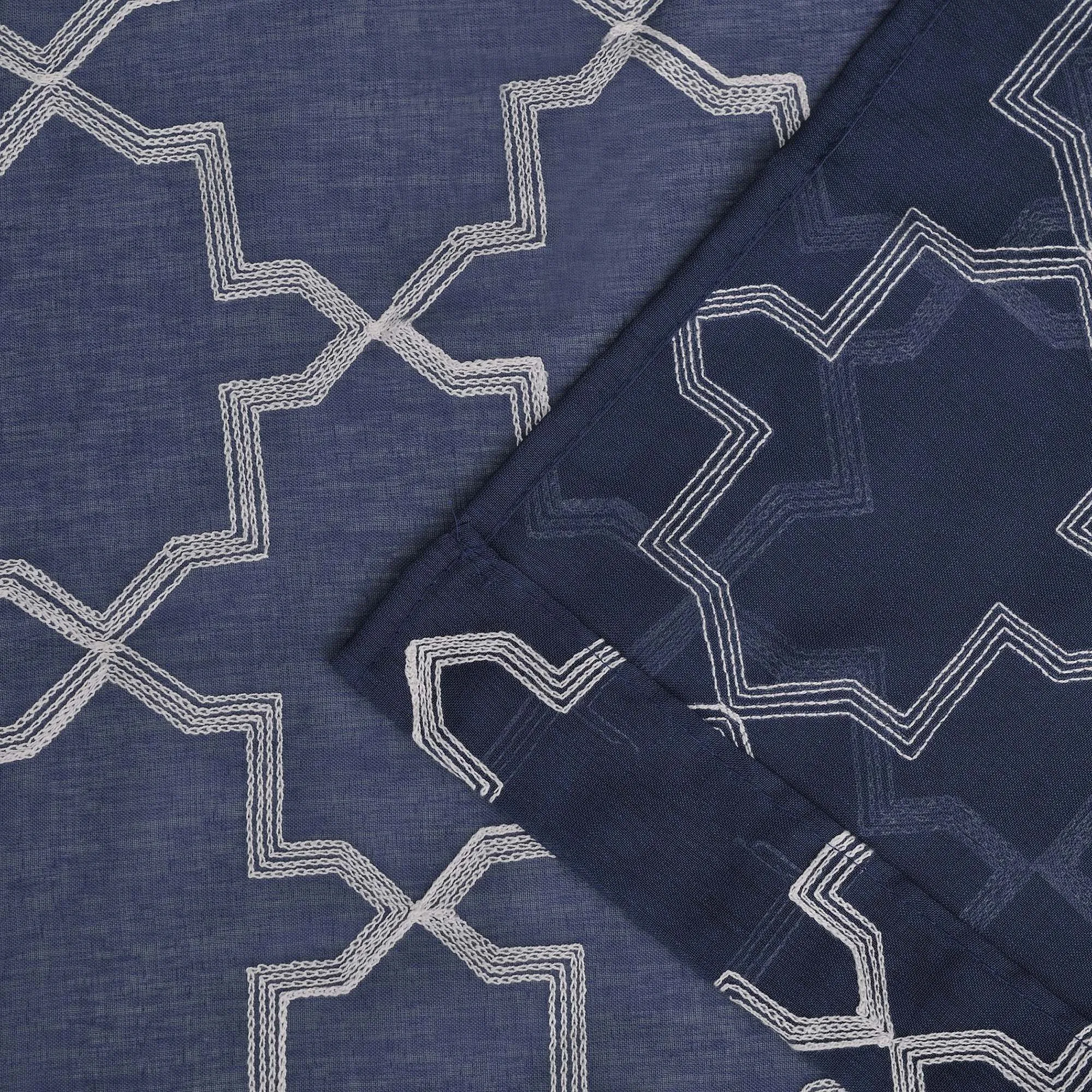 Embroidered Quatrefoil Sheer Grommet Curtain Set
