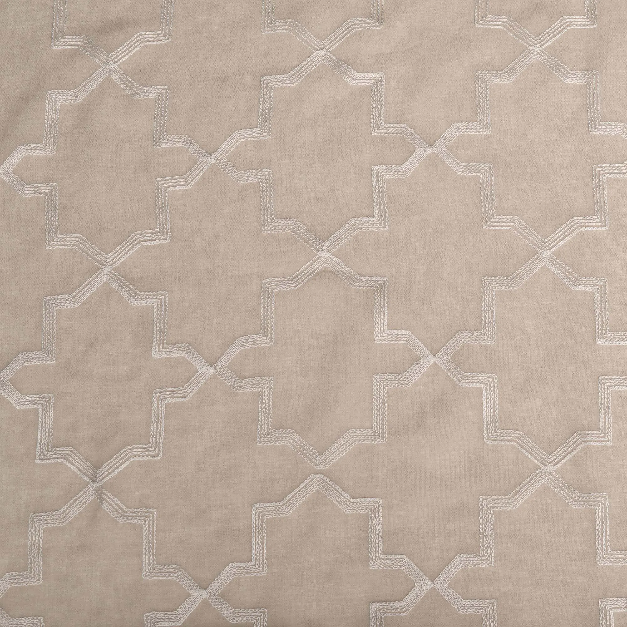 Embroidered Quatrefoil Sheer Grommet Curtain Set