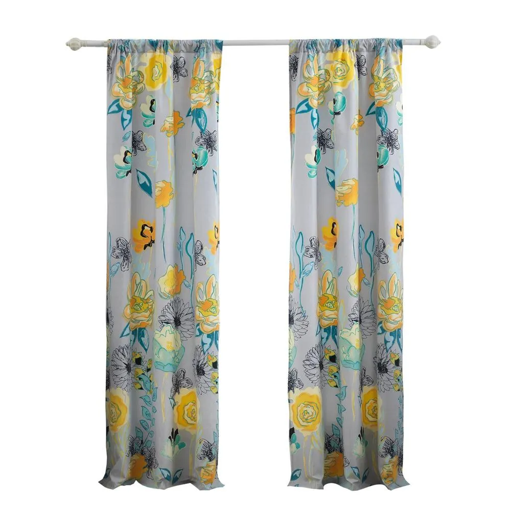 Greenland Home Fashion Watercolor Dream Curtains - Gray 42x84"