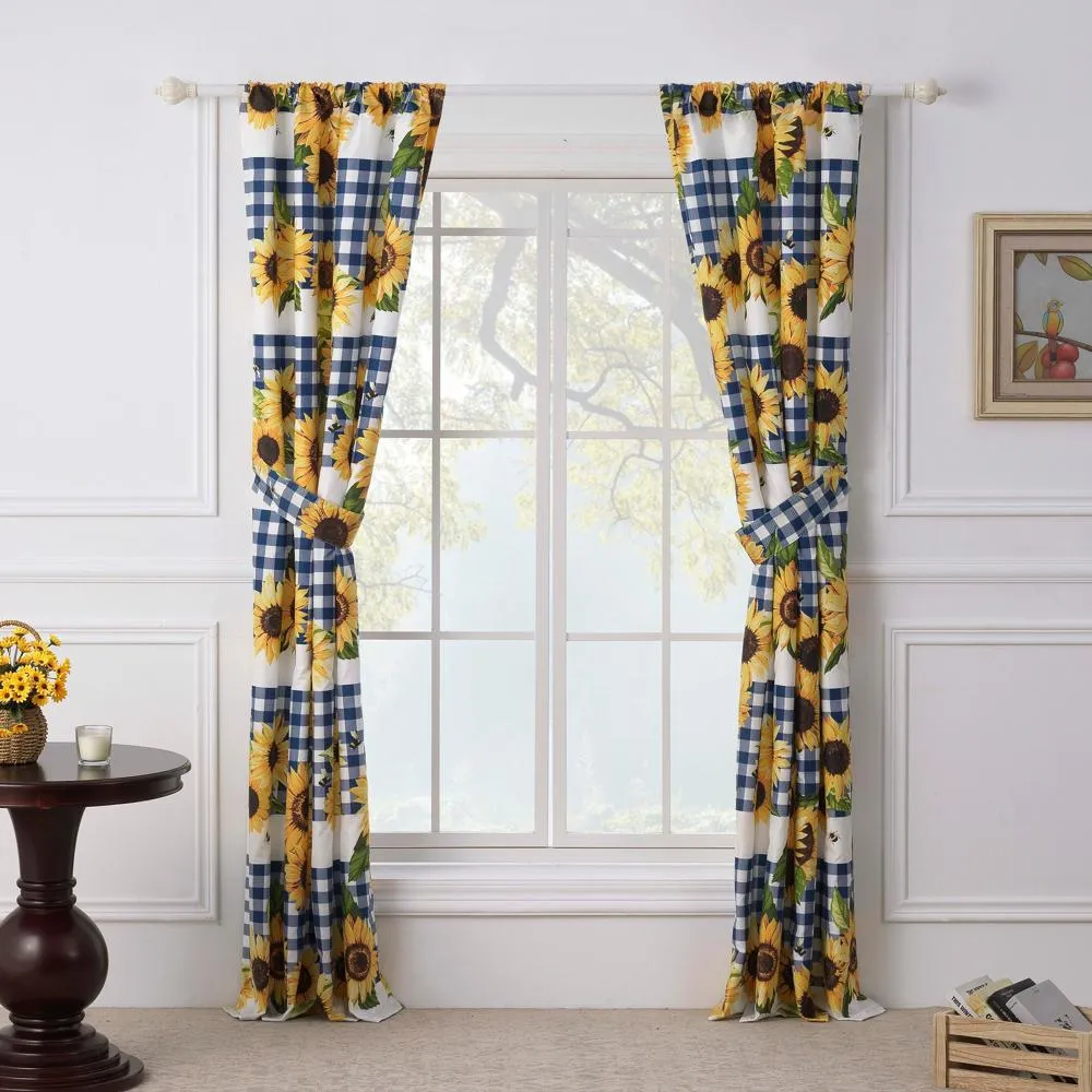 Greenland Home Fashions Barefoot Bungalow Sunflower Window Panel Pair - 42x84", Gold
