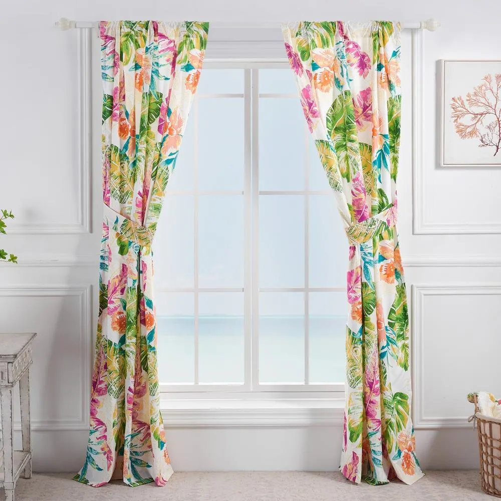 Greenland Home Fashions Tropics Window Panel Pair - 42x84", Coral