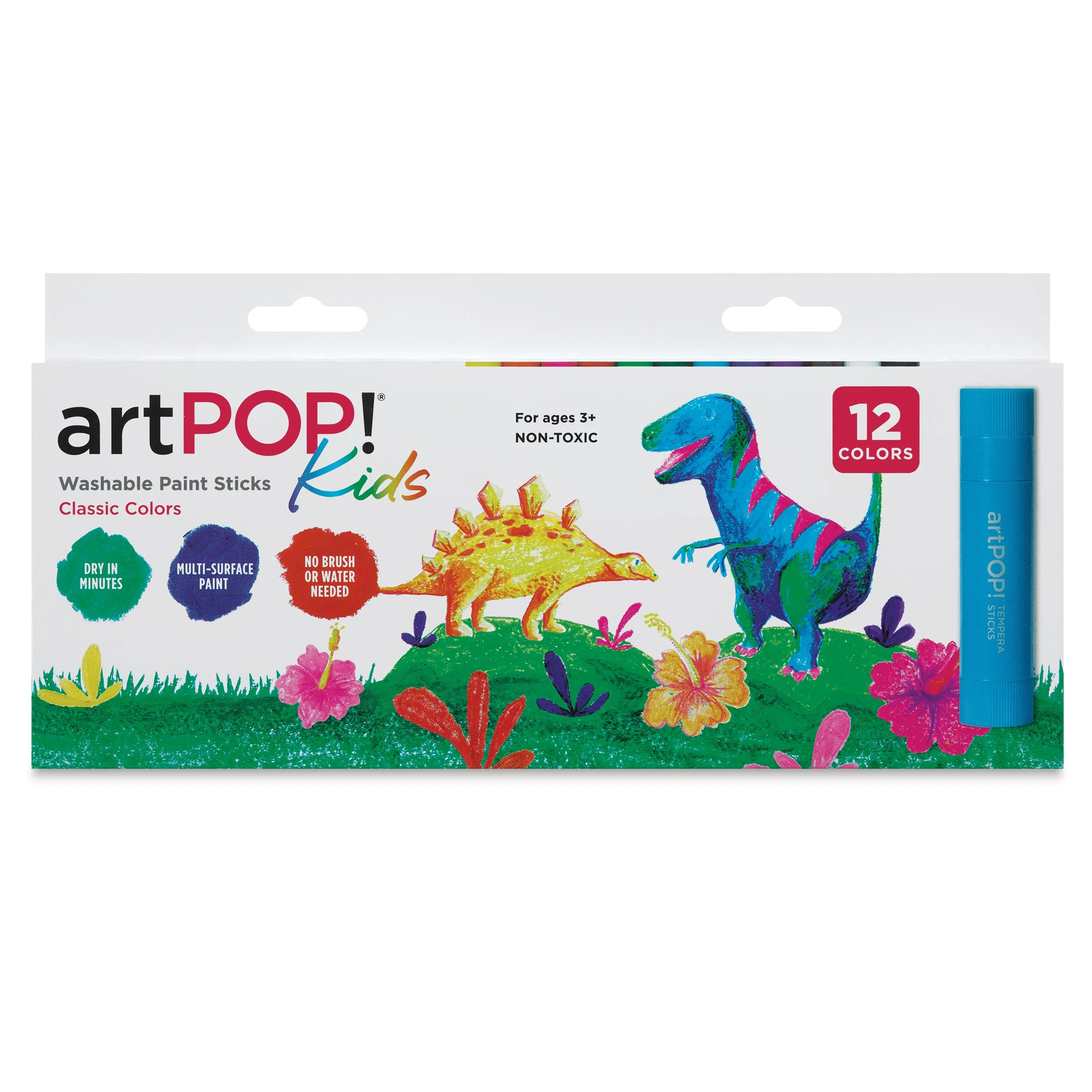 Kids Washable Tempera Paint Stick Set of 12, Classic Colors