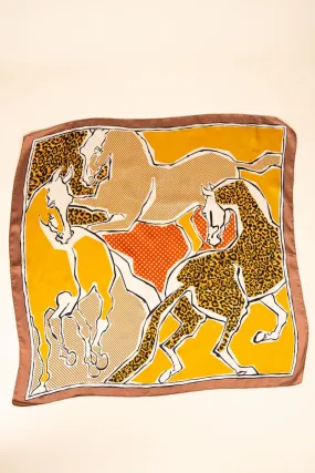 Mustard Printed Stampede Polyester Scarf