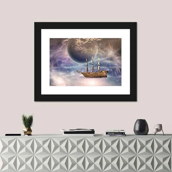 Sailing Ship With Full Sails Canvas Wall Art