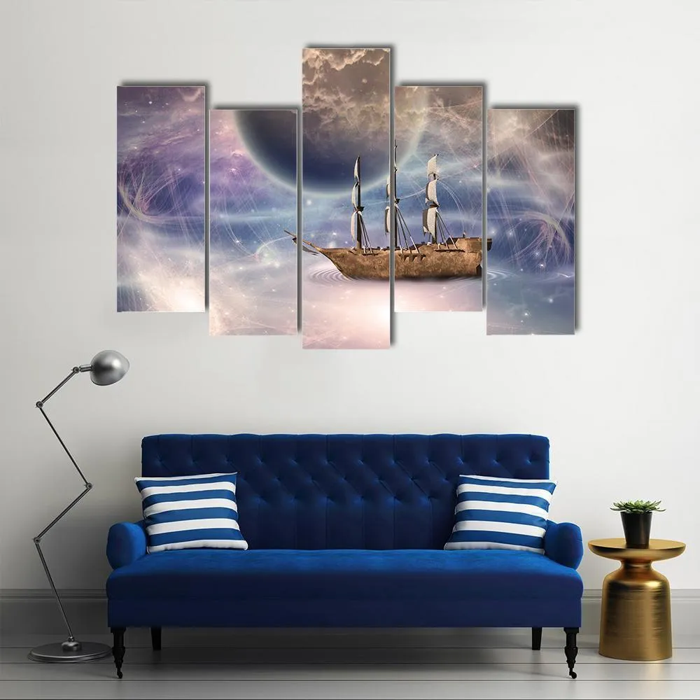 Sailing Ship With Full Sails Canvas Wall Art