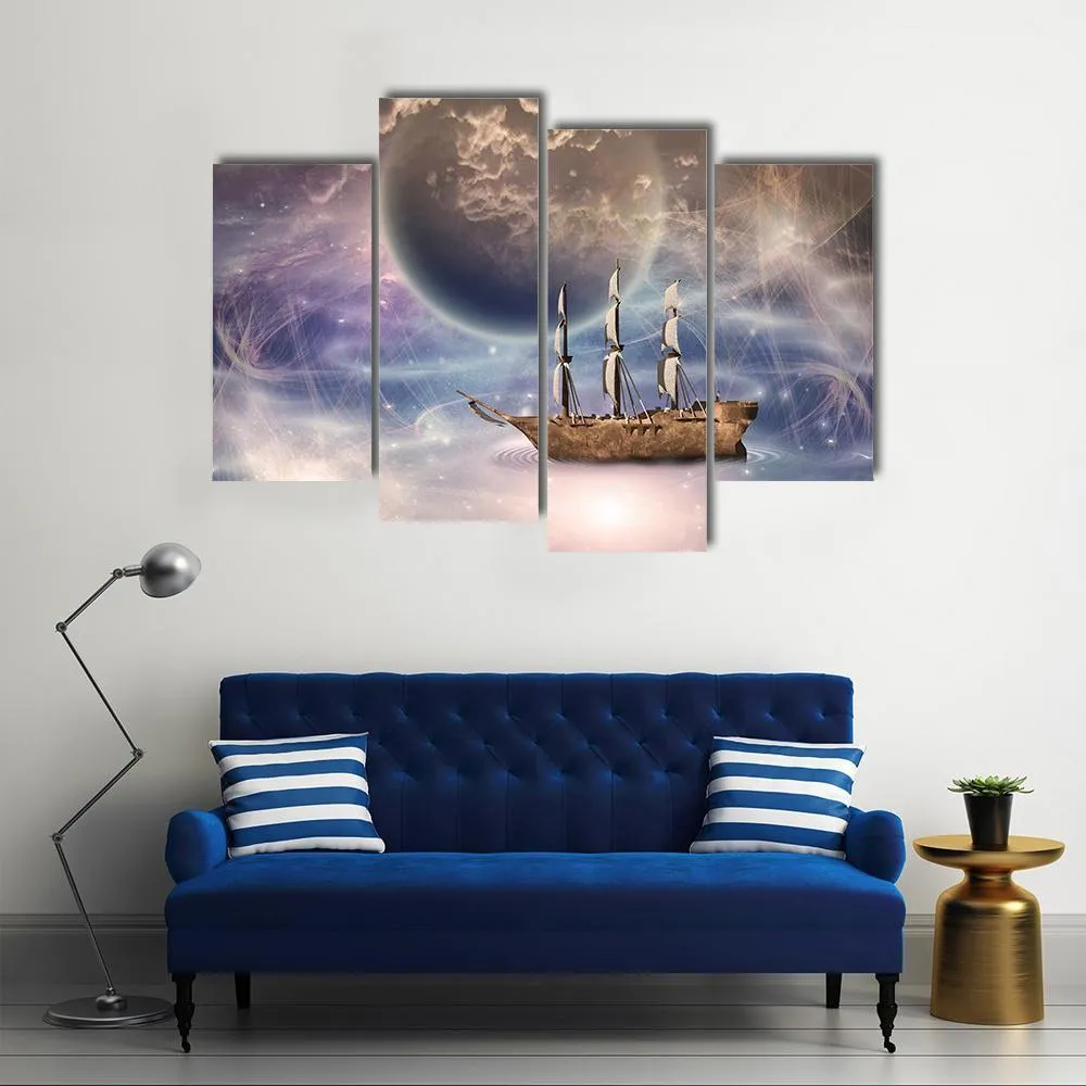 Sailing Ship With Full Sails Canvas Wall Art