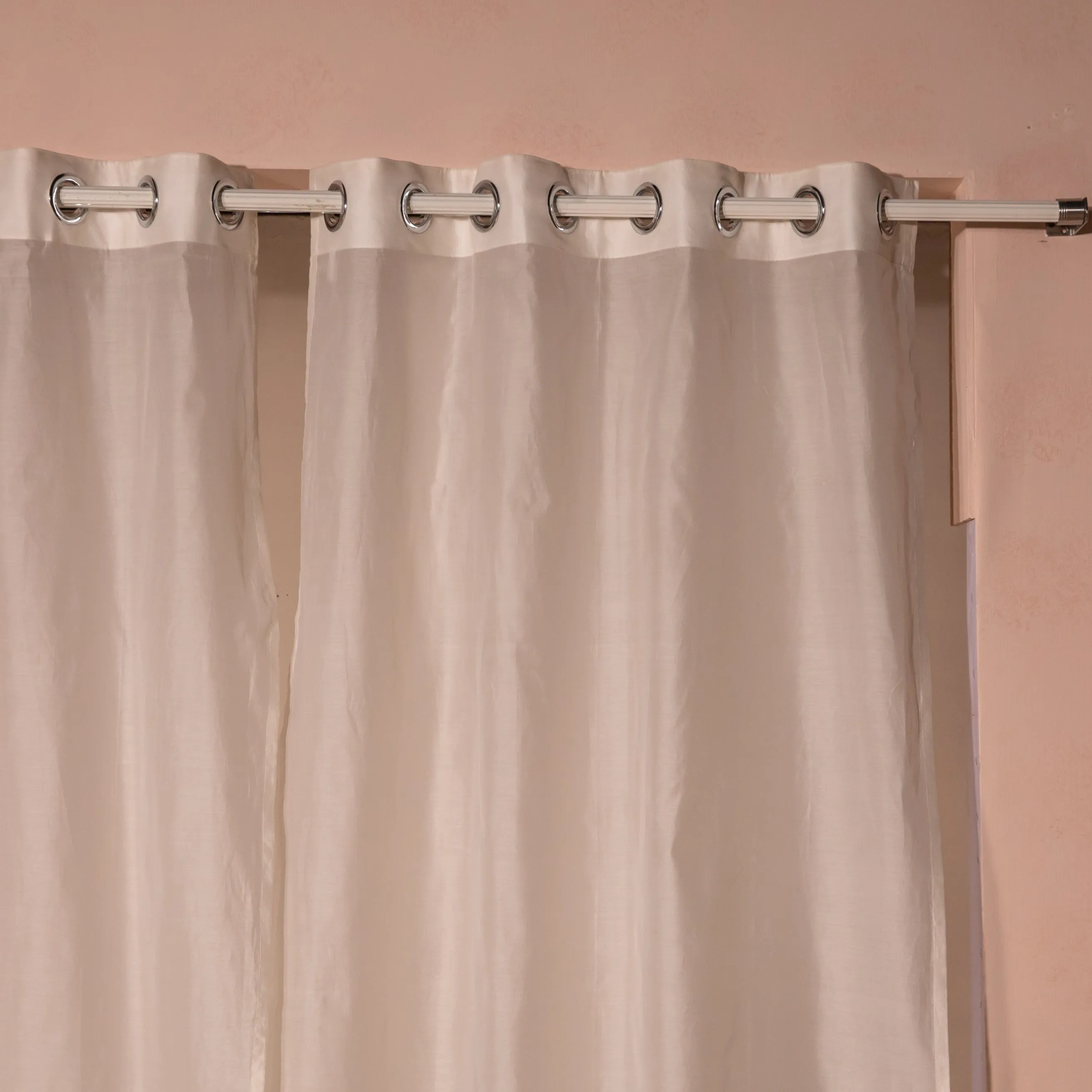 Solid White Cotton Silk Sheer Curtains