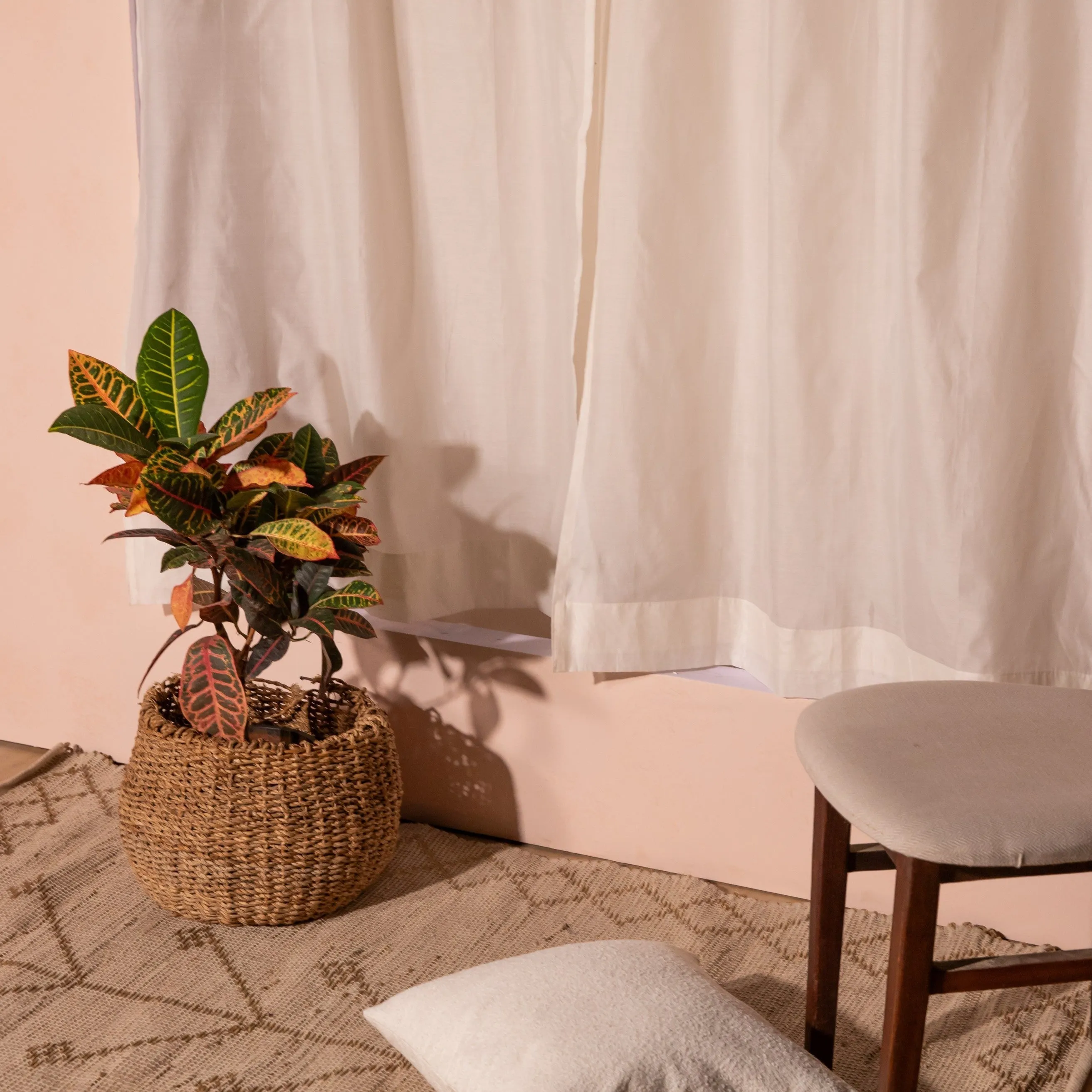 Solid White Cotton Silk Sheer Curtains