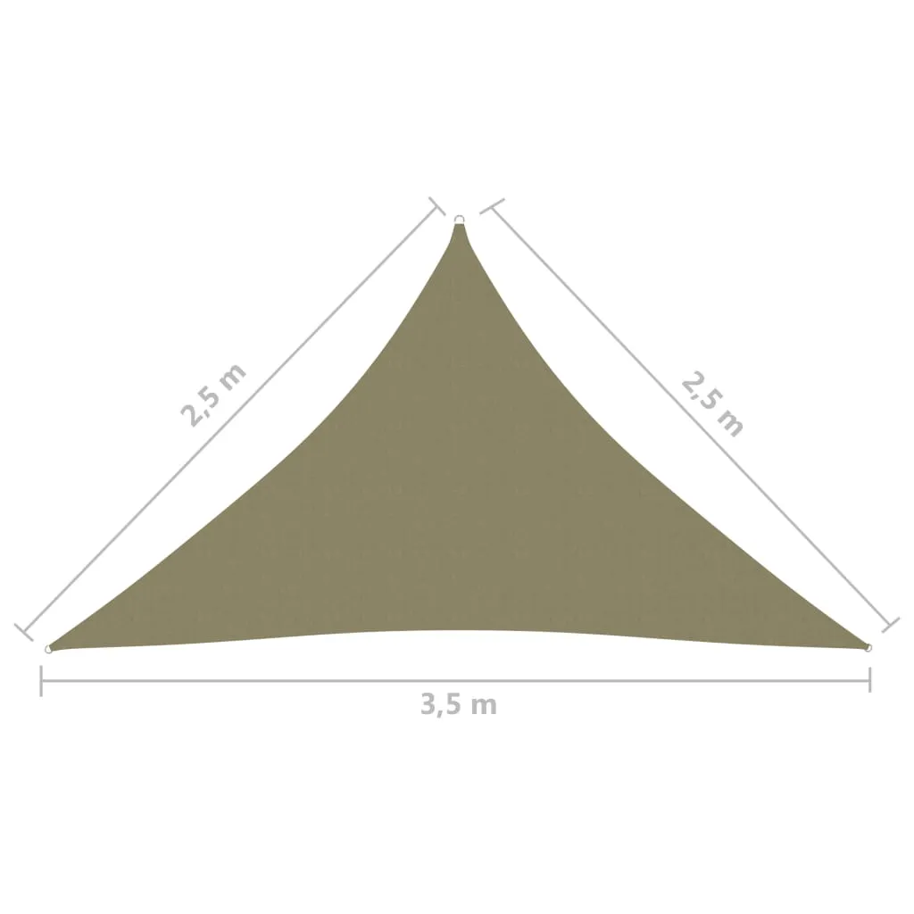 Sunshade Sail Oxford Fabric Triangular 2.5x2.5x3.5 m Beige