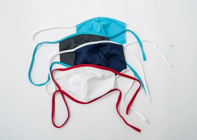 The set of 6 washable SILVER infused fabric face masks with adjustable earloops, made in USA, Navy